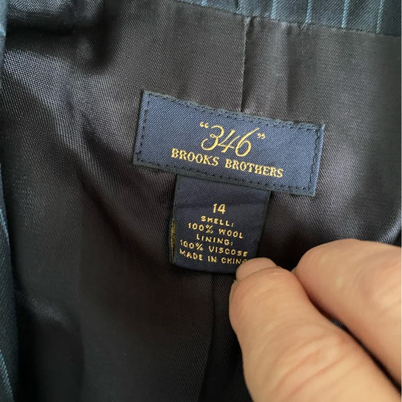 NWOT Brooks Brothers 14 Women's Suit Jacket Blazer Pinstripe Wool Navy - Picture 8 of 8